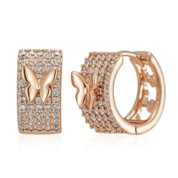 Kienl Hot Full Shiny Natural Zircon Butterfly Drop Earring for Women Fashion 585 Rose Gold Color Crystal Daily Vintage Jewelry