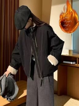 Korean Style Retro Lamb Fur Jacket Women's Thickened Motorcycle Cotton Coat Winter New Arrival One-Piece Skin Leather Coat