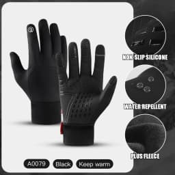1 Pairs Winter Gloves Mens Touchscreen Non-Slip Unisex Waterproof Windproof Warm Cycling Cold Gloves Fashion Zipper Sports Glove