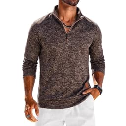 Mens Long Sleeve Quarter Zip Sweatshirt Solid Color Casual Pullover Tops Zip Up Hoodies for Daily and Outdoor Activities Tops