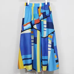 Elastic Waist A-Line New 2023 Summer Korean Style Woman Long Blue Printed Skirt Pockets Loose Fit Casual Holiday Skirt JJSK031