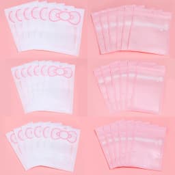 20pcs/lot Pink Clear Ziplock Bag Bow Tie Candy Cookies Packaging Bags Jewelry Ornament Beads Storage Pouches Gifts Snack Bag