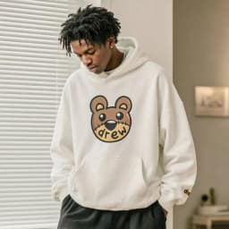 Vintage Style Drew House Bear Head Print Crewneck Sweatshirt Men Oversized Heavy Cotton Casual Streetwear Pullover