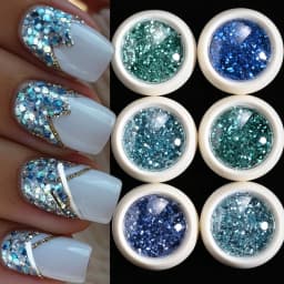 6 Pcs Elegant Mirror Chrome Effect Metallic Dust Holographic Glazed Manicure Decoration Reflective Gold Silver Glitters Powder