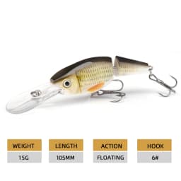 Agoie Deep Diving Crankbaits Jointed Swimbait For Bass Fishing 105mm 15g Floating Wobblers With Rattles For Pike Fishing Lure