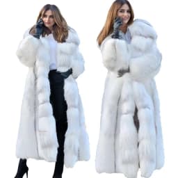 Winter Plus Size Longer Faux Fur Warm Coat Long Sleeve Coat Fox Fur Faux Fur Coat women's Long Hooded Fur all-in-one Fur Coat