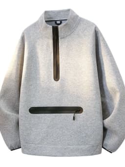 Spring and Autumn New Solid Color Outdoor Sports Multi-pocket Pullover Sweatshirt Men's Casual Loose Breathable Plus Size Top
