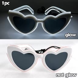 White Just Married LED Luminous Glasses Heart Shaped EL Neon Decorative Glasses Engagement Wedding Bridal Shower Props