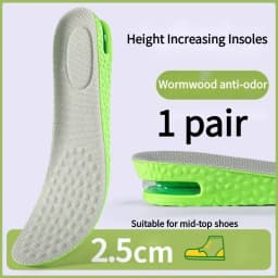 Height Increase Insole for Men Growing Sole Shoes Insoles Unisex Quality Sports Air Shock Absorbing Anti-Odour Shoe Pads 1Pair