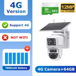 SHIWOJIA 6K 12MP 15X ZOOM Solar Camera 4G SIM /WIFI Three Lens Recording Dual Screen Human Auto Tracking Color Night Vision UBox