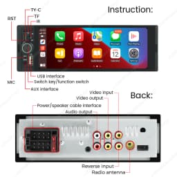 Universal 1 Din Car Stereo 6.86Inch HD Touch Screen Car Multimedia Player Wireless CarPlay Auto BT FM USB Car Radio Audio Player