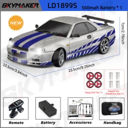 1/18 GTR R34 RWD RC Drift Car LDRC LD1899 2.4G ESP Gyro Alloy Metal Body LED Simulation Headlight Hobby RTR Racing RC Car Toy