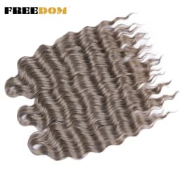 FREEDOM Synthetic Braiding Hair Extensions Deep Wavy 24 inch Long Curly Braids Hair Ombre Brown Rainbow Twist Crochet Hair