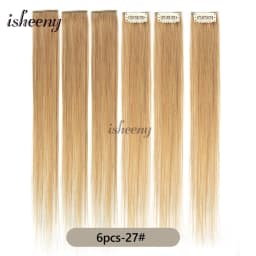 Isheeny 6PCS Mini Clip in Human Hair Pad 1Clip On Machine Weft Hair Extensions 12'-16' 30g/Pack Natural Straight Clip Hair Piece