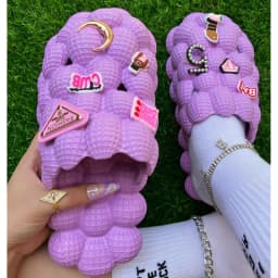 2025 Summer New Bubble Slippers Women Toe-covered Massage Sandals Creative Peanut Shoes Herringbone Slippers Beach Flip Flops