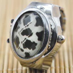 New Gem Flower Clamshell White Dial Can See The Time Finger Watch Casual Fashion Ring Watch