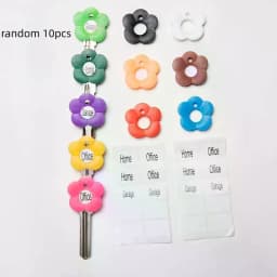 10Pcs Flower-Shaped Silicone Keycap Durable Key Protection Covers Easy-To-Install Keychain Organizer Random Color