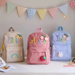 1pcs Personalized Backpack Large Capacity Corduroy Schoolbag Hand-Made Unique Name Custom Multicolor Rope Yarn Color Decoration