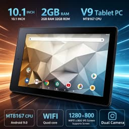 10.1 INCH T10 Android 9.0 Tablet PC 2GB RAM 32GB ROM V9 CPU MT8167 Quad Core Resolution Dual Camera Battery 5000mA