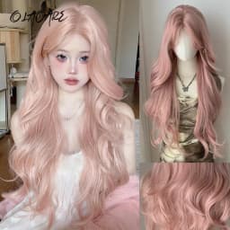OLACARE Long Body Wave Black Brown Purple Cosplay Wigs Heat Resistant Synthetic Wigs Middle Part Natural Lolita LM Wigs Women