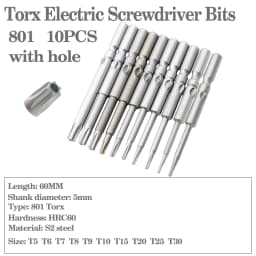 8pcs-11pcs 60mm/100mm long Torx screwdriver bit 800/801/802 electric screwdriver bit 4mm/5mm/6mm handle Screwdriver accessories