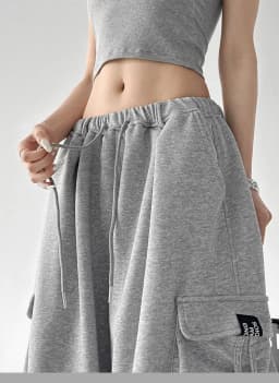 American Hip-hop Cargo Tooling Sweatpants Big Pocket Streamer Wide Leg Pants Women Baggy Pants