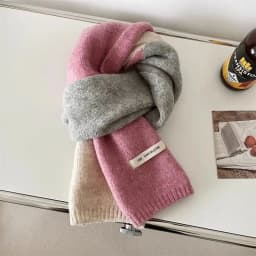 Laide's Scarves Korean Contrasting Color Sweet Simple Versatile Winter Knitted Thickened Velvet High-quality Luxury Brand Scarf