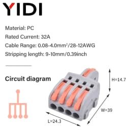 5pcs/lot Quick Wire Splice Combined Lever Connector Splitter Compact Din Rail Terminal Block Connection Clamp 1 In Multiple Out