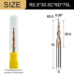 Carbide Spiral Tapered Ball Nose End Mill 6mm Shank 2 Flutes Router Bit Woodworking CNC 2D 3D Carving Bits Wood Milling Cutter
