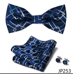 Great Quality Silver Office Butterfly Hanky Cufflink Set Bowtie For Men Geometric Hombre Formal Clothing