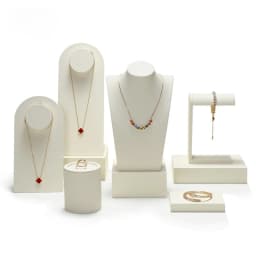 Beige Jewelry Display Set Luxury Window Display Stand Holder for Necklace Ring Earring Counter Showcase Tray Decor