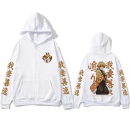 2026 New Year Anime Devil Killer Agatsuma Zenitsu Pattern Zipper Hoodie Men's Fashion Cartoon Long Sleeve Zipper Jacket
