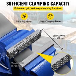 SucceBuy 6'' Jaw Width Bench Vise Double Swivel Rotating Vise Head/Body 360° 30Kn Clamping Force for Clamping Fixing Equipment