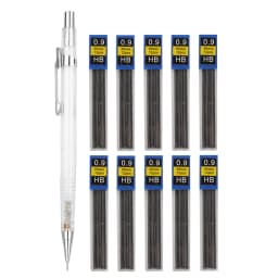Transparent Mechanical Pencil Set 0.3, 0.5, 0.7 0.9mm with HB Lead Refills for Sketching Art Drawing Painting Automatic Pencils