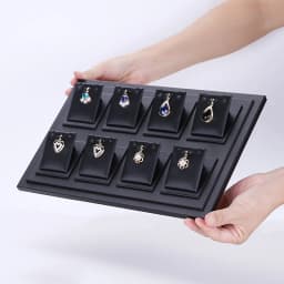 Black Faux Leather Ring Display Column Riser Jewellery Holder Retail Showcase Stand Pawn Shop Counter Organizer Exhibition Rack