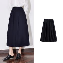 TOYOUTH Women Skirt 2025 Spring New Solid Color Pure Cotton Mid Waist Versatile Ankle Length A Line Umbrella Skirt Black