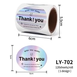 120Pcs Simple Oval Thank You Seal Sticker Cake Bakery Baking Gift Stickers for Homemade Packaging Decoration Label