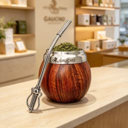Gaucho Yerba Mate Set Stainless Steel Double Wall Calabash Cup with Removable Filter Bombilla Cleaning Brush