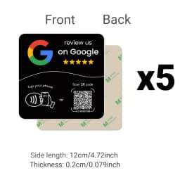 Hilo Programmable NFC 215 Square for Google Review Card NFC Station Table 13.56Mhz QR Code Editable Standing Card