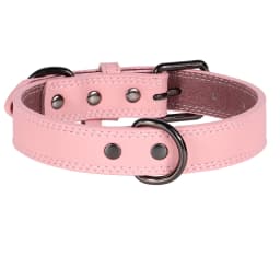 Soft Leather Dog Collar Adjustable PU Leather Pet Collars Dogs Necklace Collar for Small Medium Large Dogs Pitbull Pink S-XL