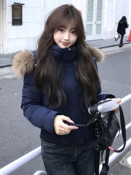 Winter Korean Vintage Short Zipper Padded Coat Women Aesthetic Design Long Sleeve Fur Collar Outerwear Casual Retro Slim Jacket