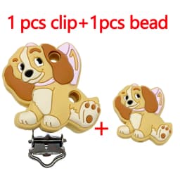 2pcs/set Silicone Cartoon Animal Pacifier Clip Molar Bead DIY Pacifier Chain Jewelry Accessories