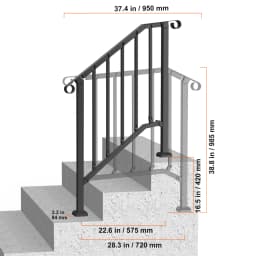 SucceBuy Handrails for Outdoor Steps Stair Hand Rail Kit Transitional Carbon Steel Railings with Installation Kit Concrete Steps