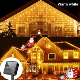 LED Solar lcicle String Lights Outdoor Curtain Fairy Lights 8 Modes Christmas Landscape Lights Party Garden Decoration Light