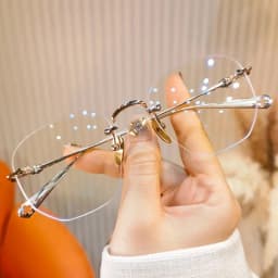 0~ +4.0 Frameless Anti Blue Light Reading Glasses Neutral Ultra Light Presbyopia Large Frame Shows Youthfulness Metal Frame