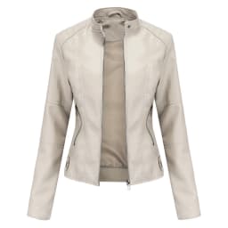 Women Leather Jacket Autumn Thin Ladies Motorcycle Jacket PU Leather Jacket Stand Collar Female Black Faux Leather Outwear