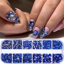 Nail Art Rhinestones Kit 2400pcs Nail Gems Ab Flatback Rhinestones Gems Stones with Storage Organizer for Design Bright Holiday