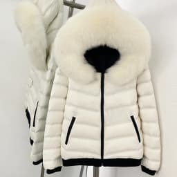 OFTBUY Quilted Zipper Pockets Women Short Down Jacket Goose Down Coat with Real Fox Fur Hood New Winter Puffer Coat Female