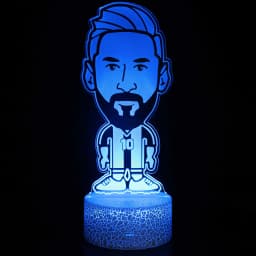 3D Illusion Night Light Messi 7 Color/16 Color Gradient Touch Switch LED Night Light Table Lamp (Crackle White)
