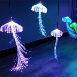 MEMEOKON 10pcs 12V Fiber Optic Jellyfish String Chandeliers Outdoor Christmas Garland Party Garden Tree Lights